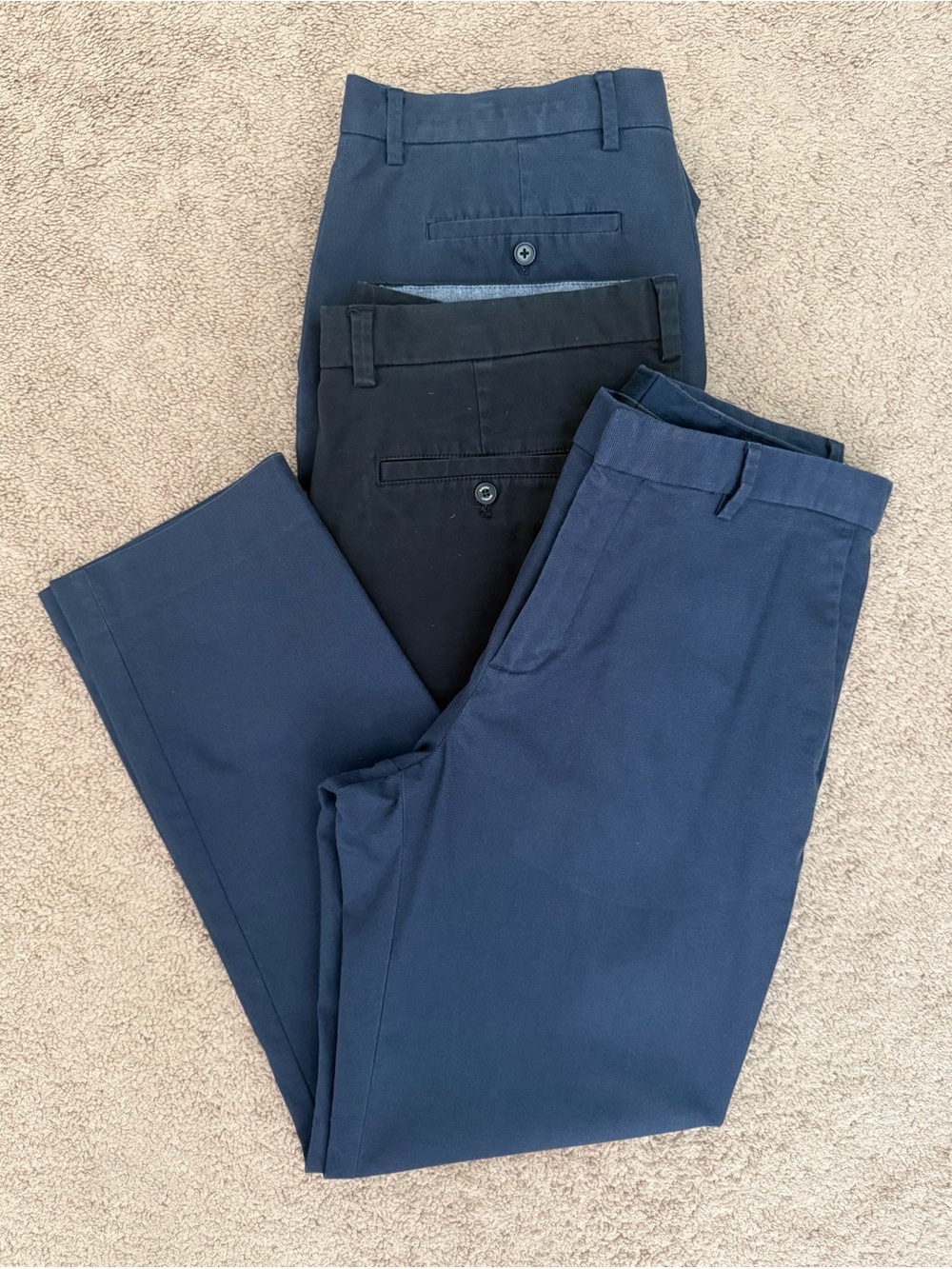 Banana Republic Men's Chinos Lot of 3 Navy and Black Flat Front 35x32